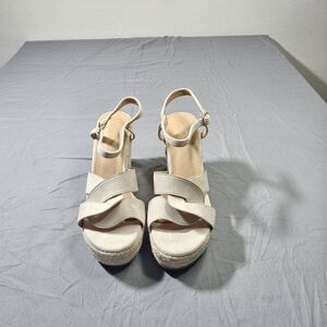 Coutgo Open Toe Light Khaki Wedge Heels Size 9.5